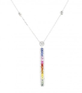 Collier Tige Arc en Ciel Or Gris