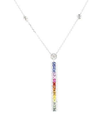 Collier Tige Arc en Ciel Or Gris