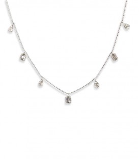 Collier Multi carrés Or Blanc