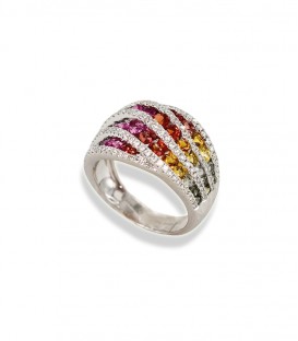 Bague multi Vagues Arc en Ciel Saphirs