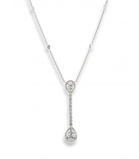 Collier double poires et ligne diamants