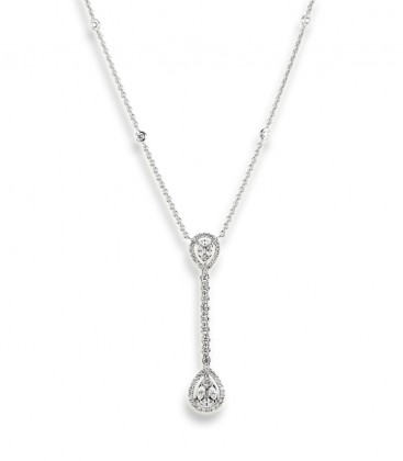 Collier double poires et ligne diamants